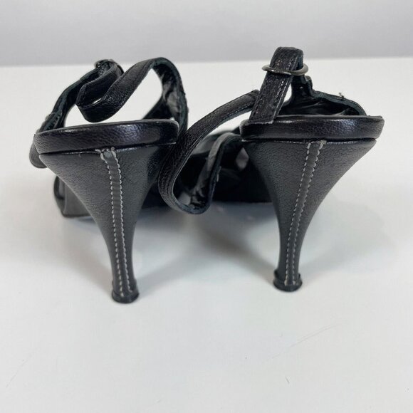 Via Spiga Womens Leather T-Strap Slingback Pump Black 5 M Stiletto Heels Buckle - Picture 4 of 7